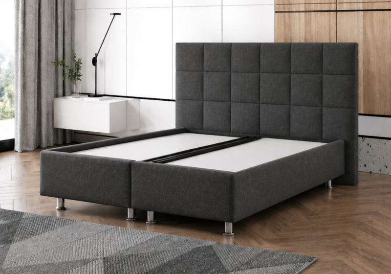Boxspringbett Florenz Karo Anthrazit ohne Matratze