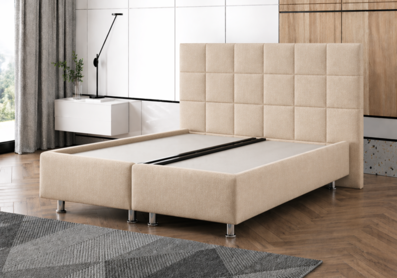 Boxspringbett Florenz Karo Beige ohne Matratze