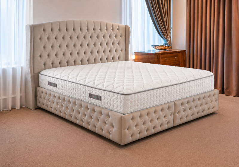 Boxspringbett Verona Beige mit Matratze